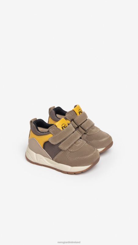 NeroGiardini Boy Art. I324971M Junior leather and canvas sneakers Biscotto N8HP4377