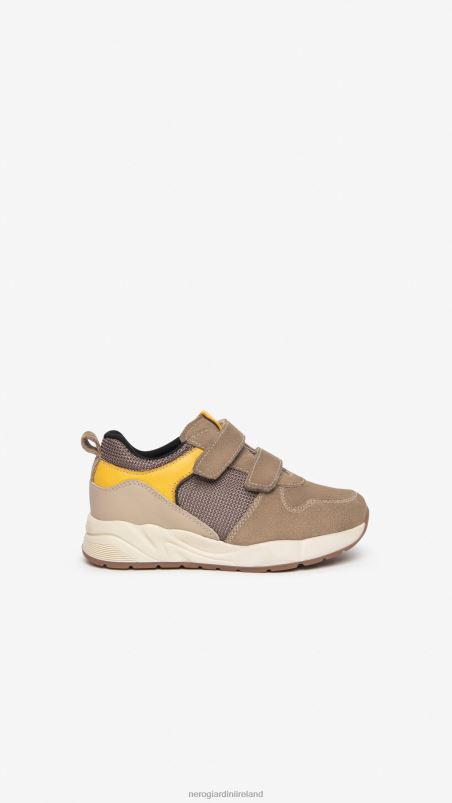 NeroGiardini Boy Art. I328971M Junior leather and canvas sneakers Biscotto N8HP4383