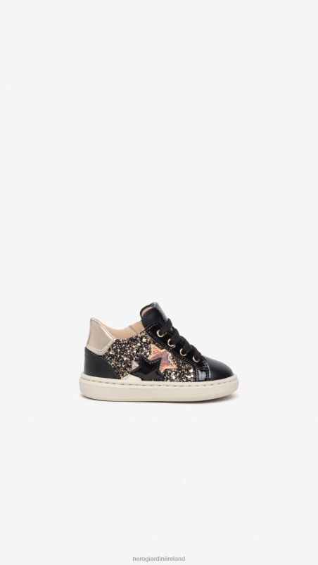 NeroGiardini Girl Art. I322530F Junior canvas and leather sneakers Nero N8HP4402