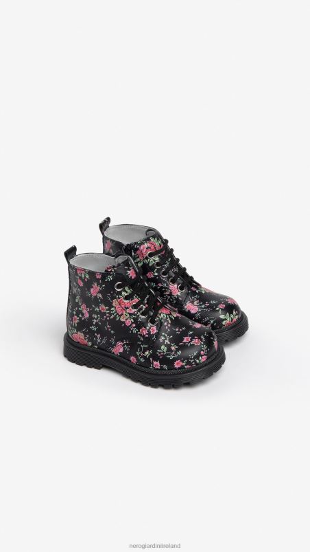 NeroGiardini Girl Art. I322553F Junior technical fabric combat boots Nero N8HP4427