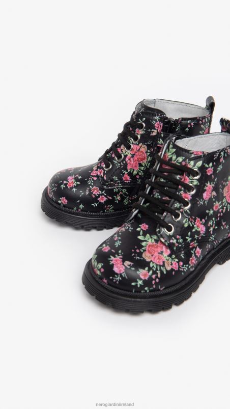 NeroGiardini Girl Art. I322553F Junior technical fabric combat boots Nero N8HP4427