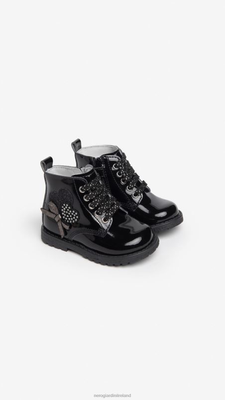 NeroGiardini Girl Art. I322570F Junior technical fabric combat boots Nero N8HP4428