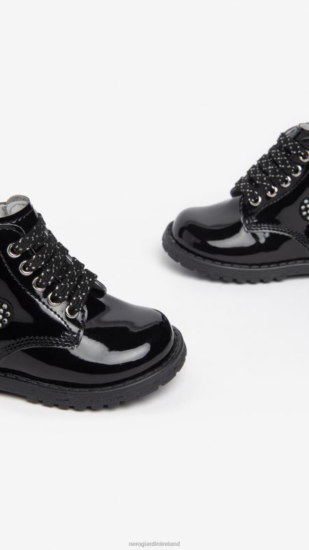 NeroGiardini Girl Art. I322570F Junior technical fabric combat boots Nero N8HP4428