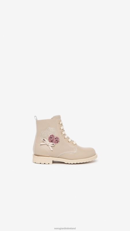 NeroGiardini Girl Art. I327560F Junior leather combat boots Beige N8HP4437
