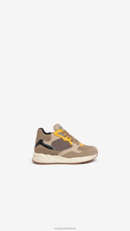 NeroGiardini Boy Art. I334502M leather and canvas sneakers Biscotto N8HP4444
