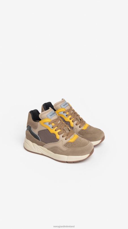 NeroGiardini Boy Art. I334502M leather and canvas sneakers Biscotto N8HP4444