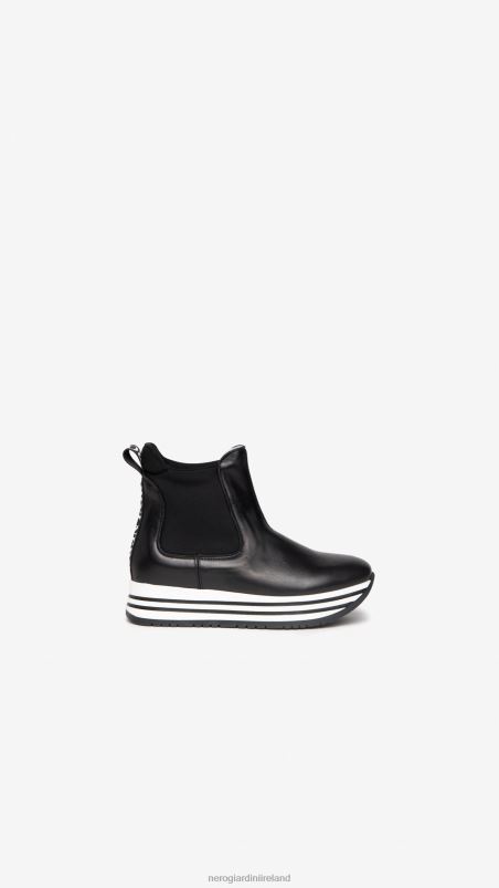 NeroGiardini Girl Art. I332712F leather and canvas ankle boots Nero N8HP4460