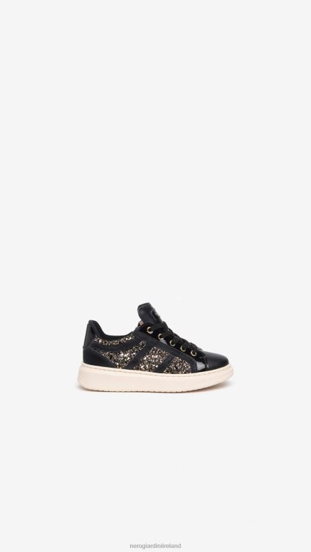 NeroGiardini Girl Art. I332730F leather and canvas sneakers Nero N8HP4468