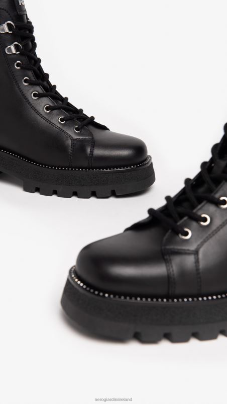 NeroGiardini Women Art. I205944D leather combat boots Nero N8HP4119