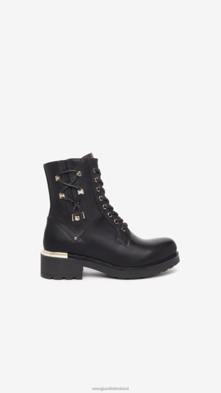 NeroGiardini Women Art. I308994D leather combat boots Nero N8HP4112
