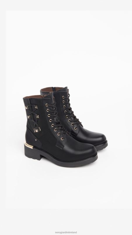 NeroGiardini Women Art. I308994D leather combat boots Nero N8HP4112