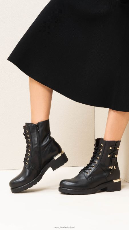 NeroGiardini Women Art. I308994D leather combat boots Nero N8HP4112