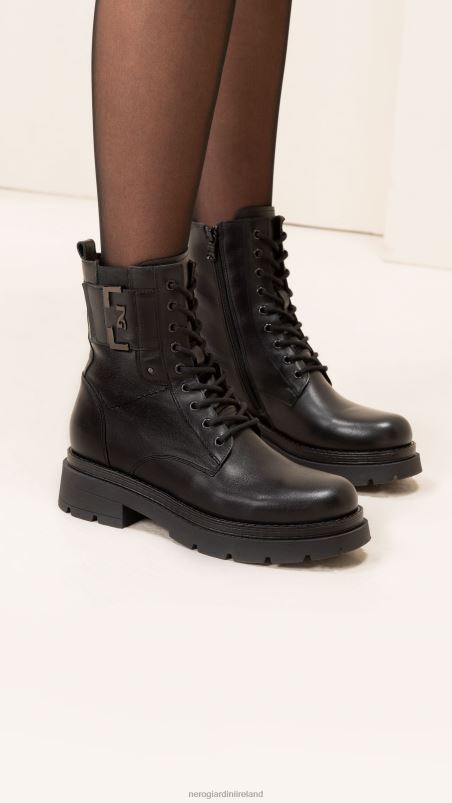 NeroGiardini Women Art. I309151D leather combat boots Nero N8HP4106