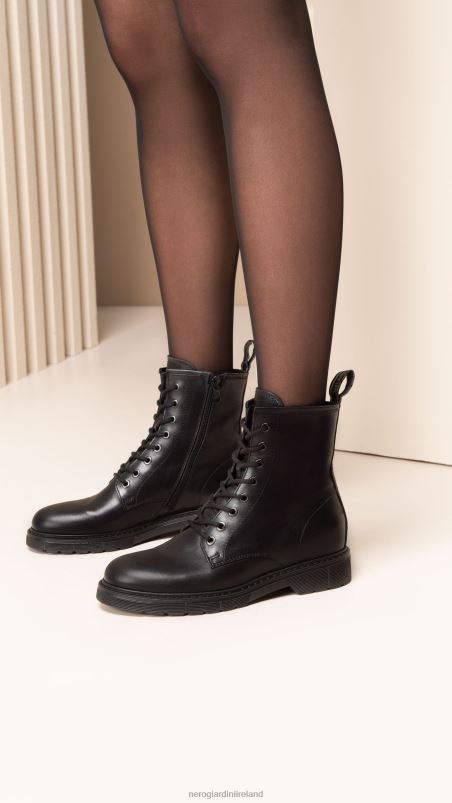 NeroGiardini Women Art. I309183D leather combat boots Nero N8HP4104