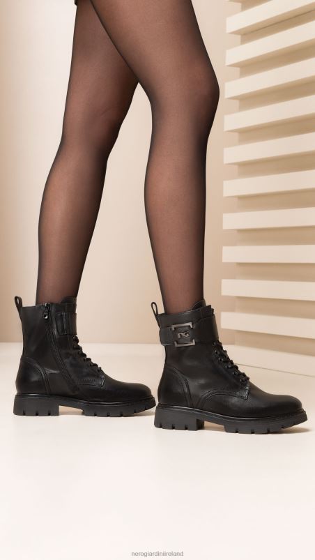 NeroGiardini Women Art. I117652D leather combat boots Nero N8HP4108