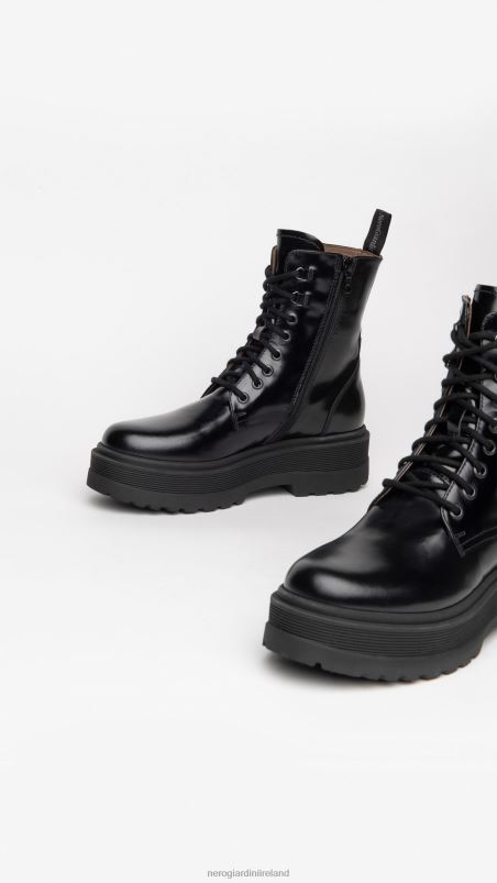 NeroGiardini Women Art. I309190D leather combat boots Nero N8HP4117