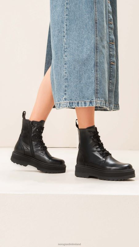 NeroGiardini Women Art. I309190D leather combat boots Nero N8HP4117