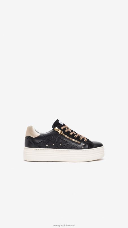 NeroGiardini Women Art. I308410D leather and suede sneakers Nero N8HP411