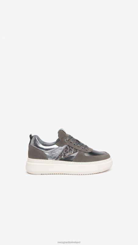 NeroGiardini Women Art. I308432D leather and suede sneakers Cemento N8HP435
